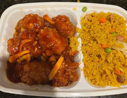 Orange Chicken with fried rice.