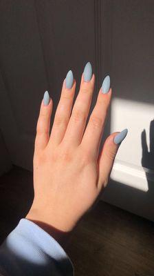 Almond shape blue matte acrylic nails