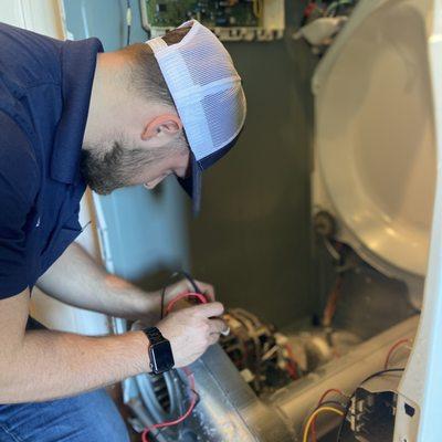 Diagnosing a dryer for repair.