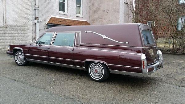 Cadillac Hearse, a classic automobile, maintained perfectly from 1990