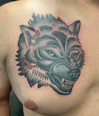 Wolf portrait cover up work.