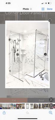 Shower door glass installation with Chanel