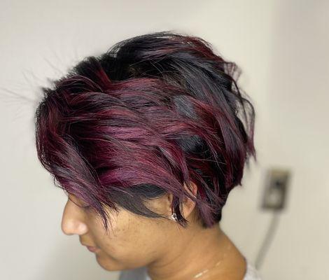 Fun color wit hair cut and style