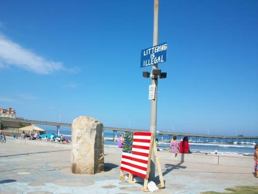 Veteran's Memorial took a hit when the July 4th Marshmallow War went crazy in 2013. This year signs asked people to show respect