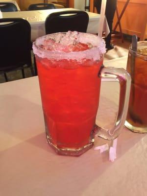 $6.99 One liter Margarita (strawberry with sugar rim)