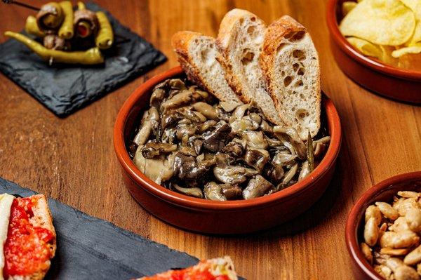 Vermouth Marinated Wild Mushrooms and Crostini