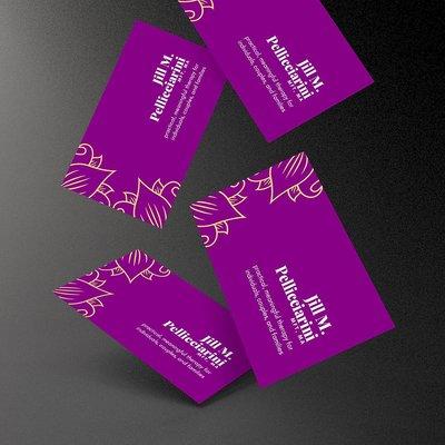 Business card design for Jill M. Pellicciarini, dual MA, Marriage and Family Therapist