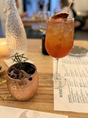 Black Rose Mule and Aperol Spritz