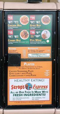 Serop's Express menu with Eat Fit options