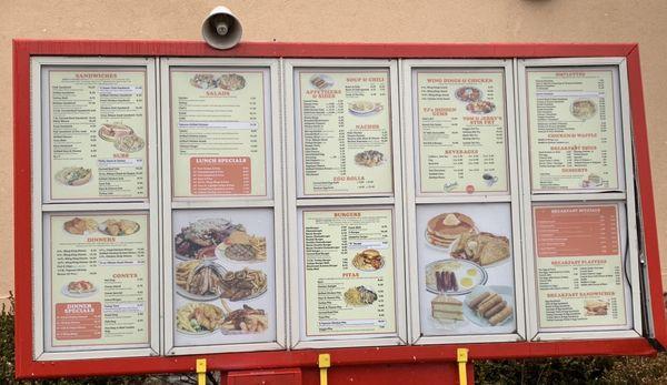 Drive-thru menu