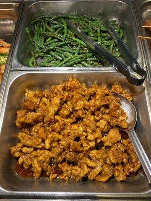 Orange chicken & stirred fried string bean