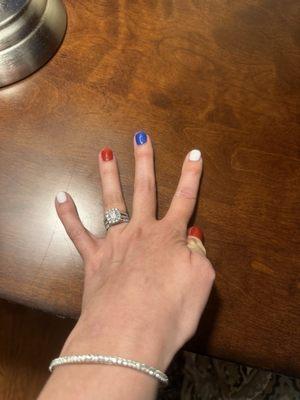 Red white and blue dip mani for the 4th by Jason