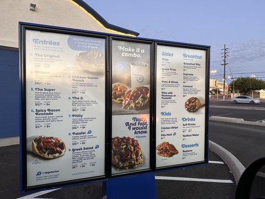 Drive through menu