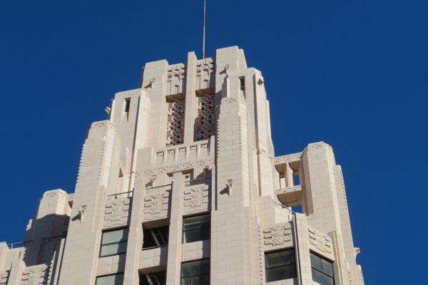 Architectural details of the tower.