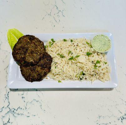 Chapli Kababs with Rice