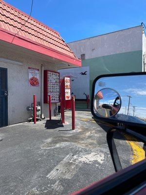 When the drive-through gets busy someone will come out and take your order the line goes fast