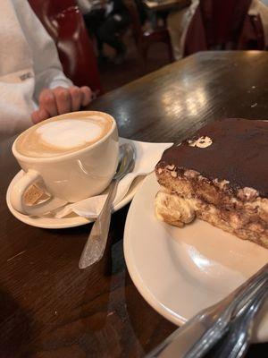 Tiramisu and cappuccino