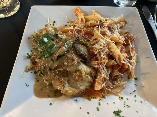 Chicken Marsala with pasta side