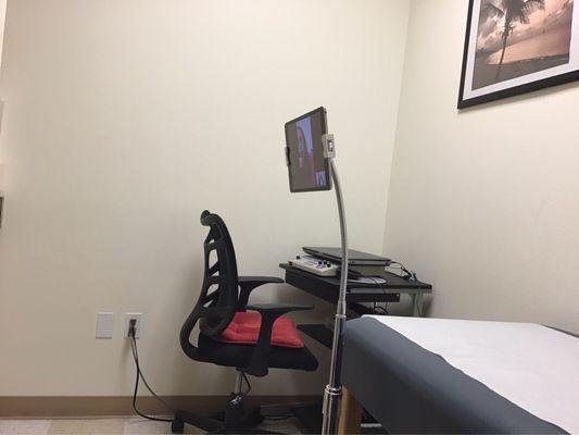 The iPad visit with the doctor in her office.  This is in an examination room at their facility.