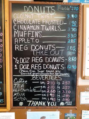 Donut and Drink menu