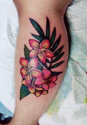 Colorful Plumeria Tattoo