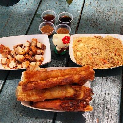 Lechon Kawali, pancit and turon