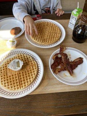 Waffle and Bacon and Kid's Waffle with Sausage