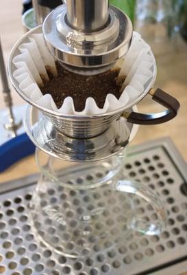 A custom personal pour-over coffee fresh roasted...fresh ground...fresh brewed for you!