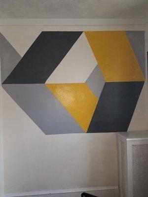 Geometric shape design accent wall