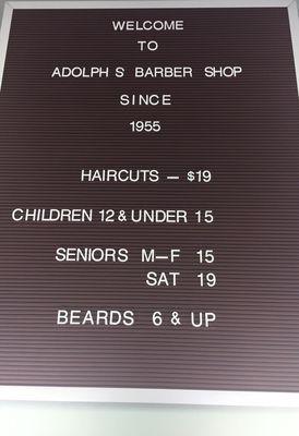 Barbershop prices