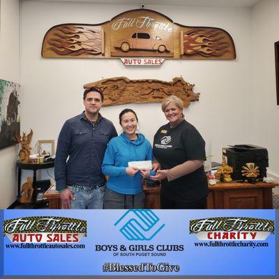 We Raised $3,000 in August 2019 that was directly donated to Boys & Girls Clubs of South Puget Sound!