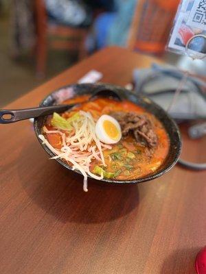 Korean Ramen topped with bulgogi