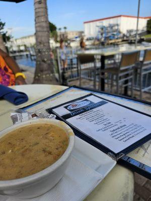 Crab claw chowder really good.