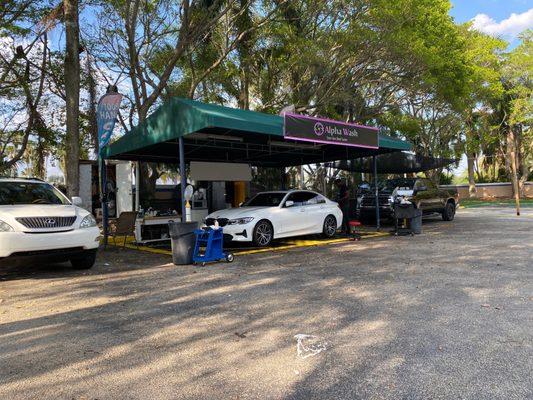 Car being detailed