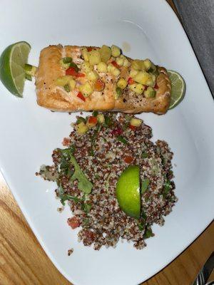 Salmon with quinoa salad.