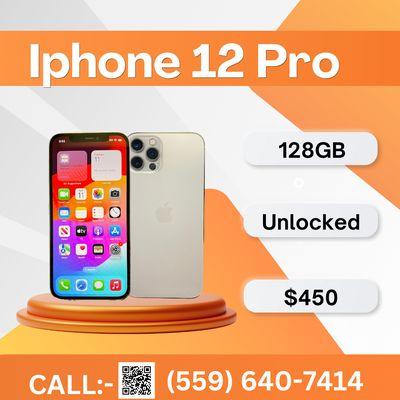 Model :- Iphone 12 Pro 
Storage :- 128GB
Factory Unlocked 

Ready for Pick up At CellProsPeach

Can be used with Any Network