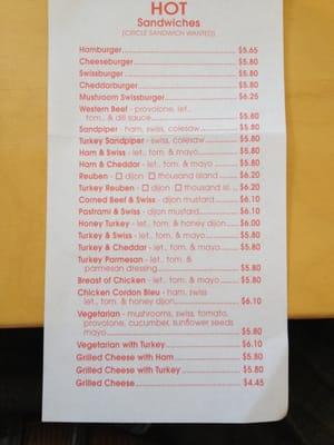 Menu side 1