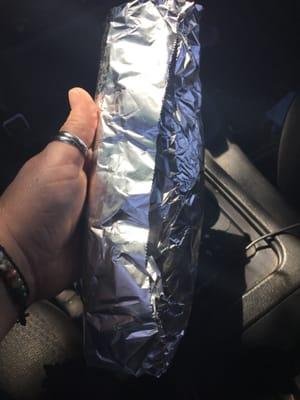 Huge burrito can't wait to dig in