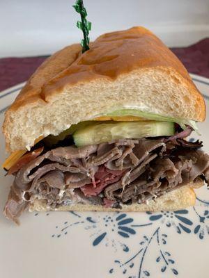 Build Your Own Sandwich. ROAST BEEF & PASTRAMI with VEGGIES on a SUBMARINE ROLL.