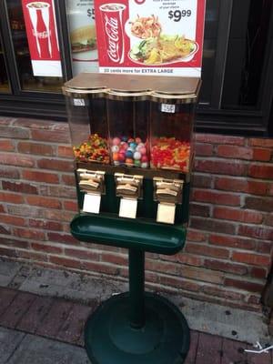 Candy machines out front