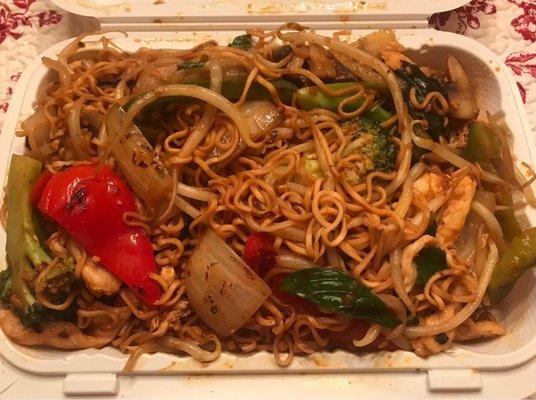 Drunken Chow Mein.  Very good and sneaky spicy.