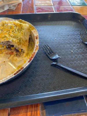 Broke fork from how delicious the smothered burrito was