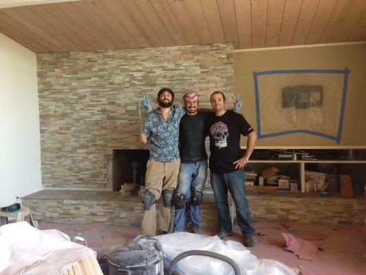 Louey and his crew renovated my living room and covered up this ugly brightly colored pink tile that was on the fire place.