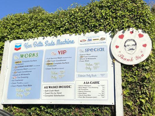 Car Wash Menu & Prices