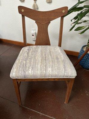 Photo of reupholstered chair by Leo