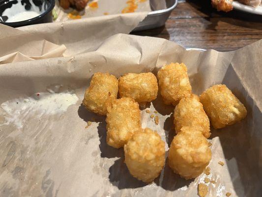 Leftover tots, we ate the burger too quickly