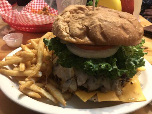 The Alaskan. BIG. Feeds a family of 50. For real tho, awesome BIG burger that loaded with grilled onions and cheese.