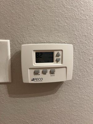 picture of my thermostat that they claimed was just reading wrong and that it wasn't 82 in my apartment and then never replaced it. (Liars)