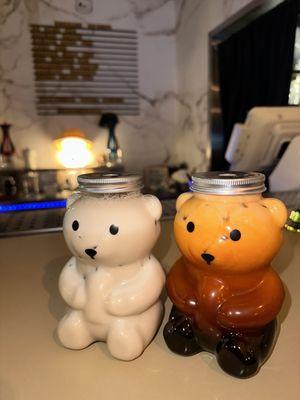 Left Bear: Banana Milk Tea  Right Bear: Thai Iced Tea (with boba)