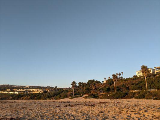 Looking up from the beach